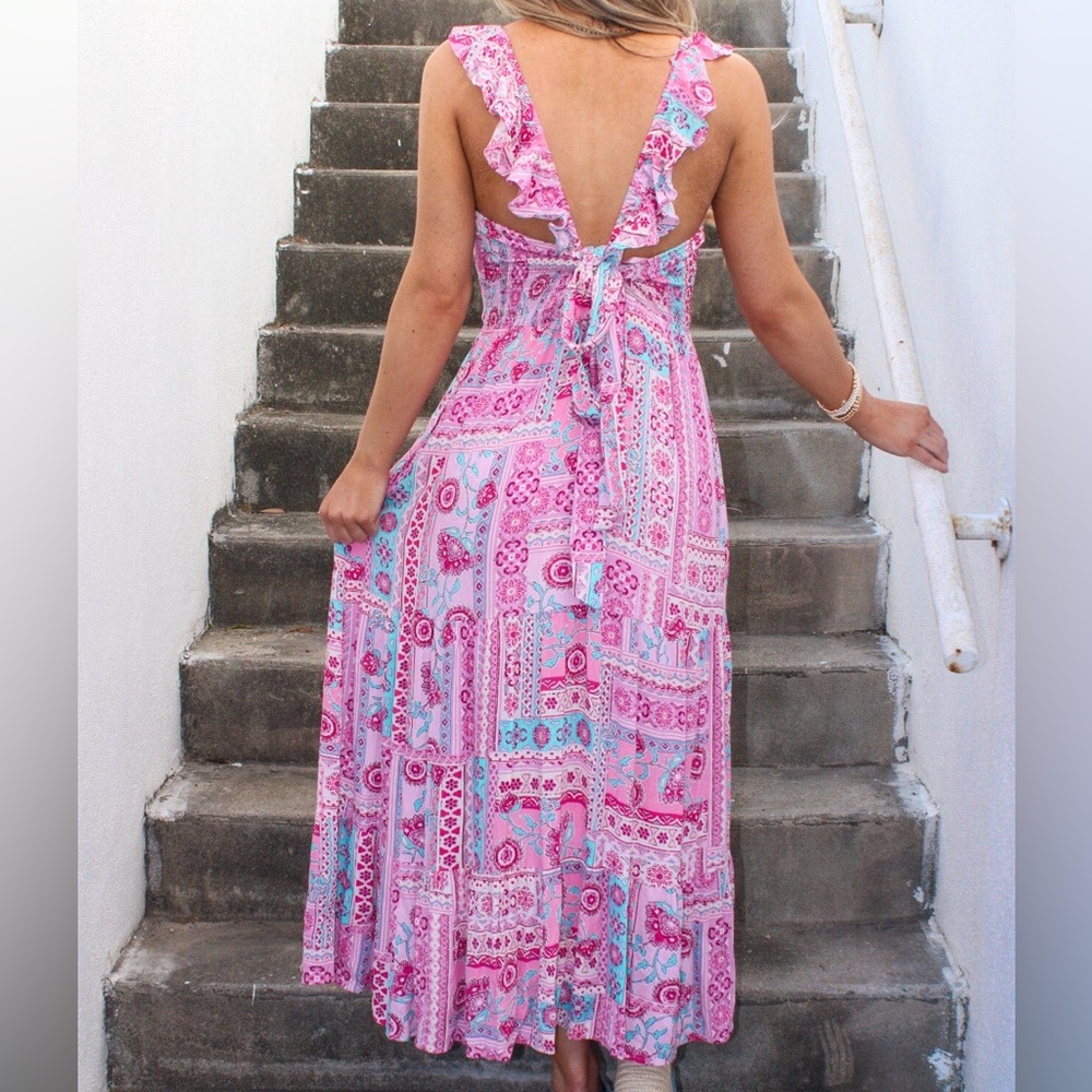 Fate Vera Spring Boho Patchwork Print Tiered Ruff… - image 3